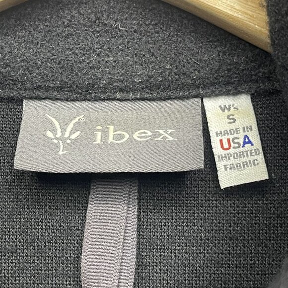 Womens Ibex Wool Jacket Black Size S Made In USA With Button Front & High Collar - Picture 3 of 6